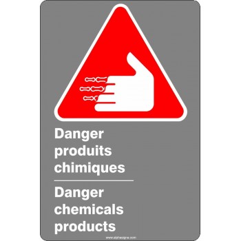 Affiche de sécurité aux normes CSA bilingue: Danger produits chimiques
