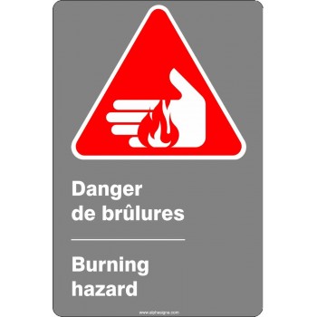 Affiche de sécurité aux normes CSA bilingue: Danger de brûlure