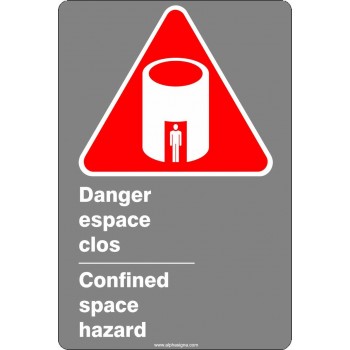 Affiche de sécurité aux normes CSA bilingue: Danger espace clos