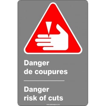Affiche de sécurité aux normes CSA bilingue: Danger de coupure