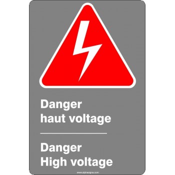 Affiche de sécurité aux normes CSA bilingue: Danger haut voltage