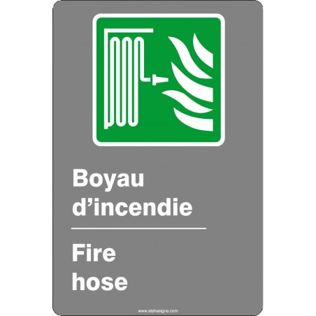 Affiche de sécurité aux normes CSA bilingue: Boyau d'incendie