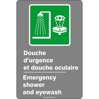 Affiche de sécurité aux normes CSA bilingue: Douche d'urgence et douche oculaire