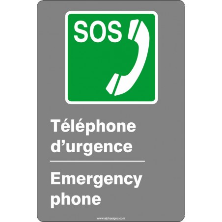 Affiche de sécurité aux normes CSA bilingue: Téléphone d'urgence