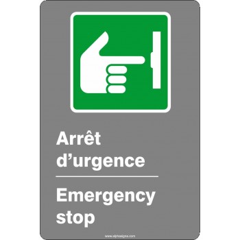 Affiche de sécurité aux normes CSA bilingue: Arrêt d'urgence