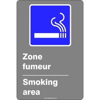 Affiche de sécurité aux normes CSA bilingue: Zone fumeur
