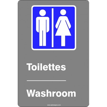Affiche de sécurité aux normes CSA bilingue: Toilettes hommes femmes
