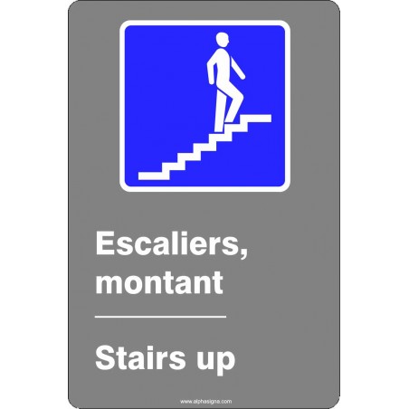 Affiche de sécurité aux normes CSA bilingue: Escaliers montant