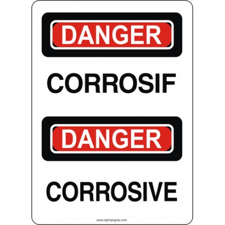 Affiche de sécurité standard bilingue: Corrosif