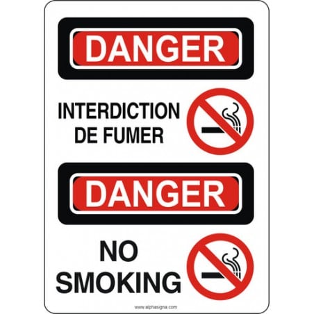 Affiche de sécurité standard bilingue: Interdiction de fumer