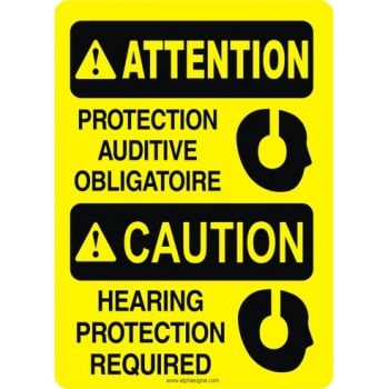 Affiche de sécurité standard bilingue: Protection auditive obligatoire