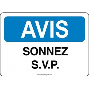 Affiche de sécurité: AVIS Sonnez S.V.P.