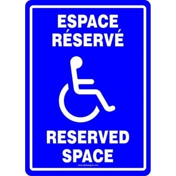 Affiche de stationnement bilingue: Espace réservé Reserved space handicapé
