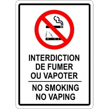 Affiche bilingue Interdiction de fumer ou vapoter / no smoking no vaping