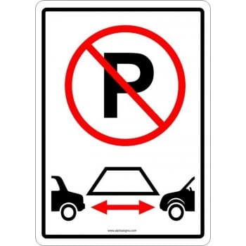 Affiche de stationnement avec pictogramme : Stationnement interdit devant porte de garage / cet espace