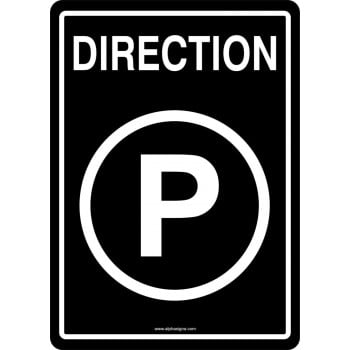 Affiche de stationnement: Direction (noire)