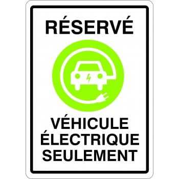 Affiche de stationnement: Réservé pour véhicule électrique seulement (modèle Vert)