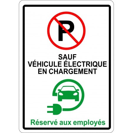 Affiche de stationnement: sauf véhicule électrique en chargement (modèle 2)