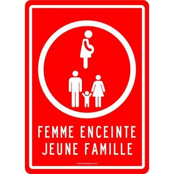 Affiche de stationnement: Femme enceinte jeune famille (rouge)
