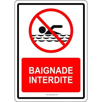 Affiche de sécurité pour plein air: baignade interdite