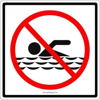 Affiche de sécurité pour plein air: baignades interdites