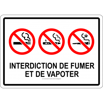 Affiche interdiction de fumer et de vapoter - modèle horizontal