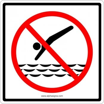 Affiche de sécurité pour piscine: pictogramme ne pas plonger