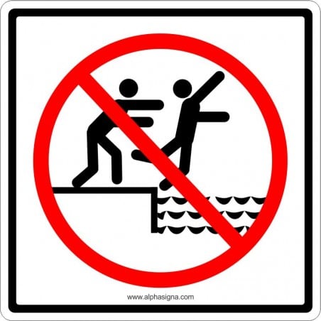 Affiche de sécurité pour piscine: pictogramme ne pas bousculer