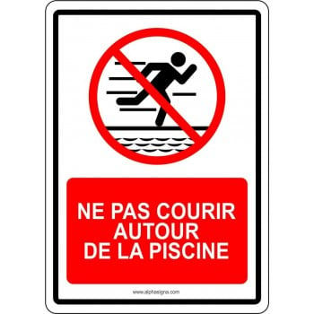 Affiche de sécurité pour piscine: ne pas courir autour de la piscine
