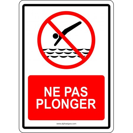 Affiche de sécurité pour piscine: ne pas plonger