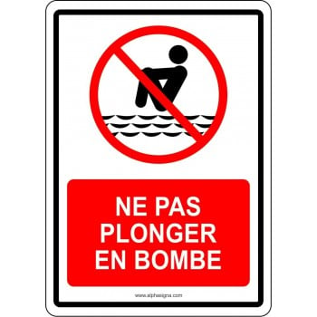 Affiche de sécurité pour piscine: ne pas plonger en bombe