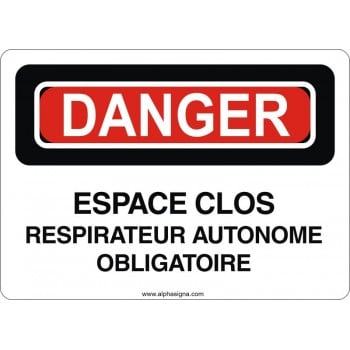Affiche de sécurité: DANGER Espace clos respirateur autonome obligatoire