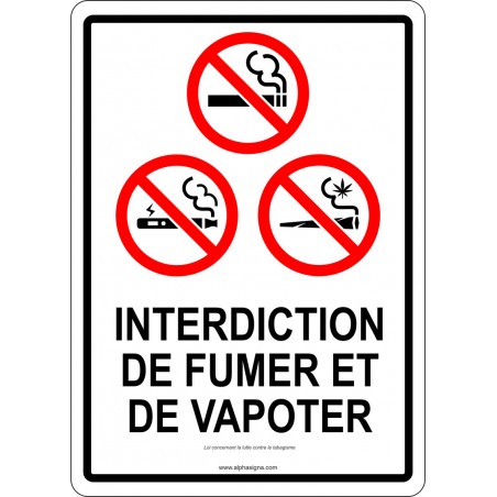 Affiche interdiction de fumer et de vapoter - modèle vertical