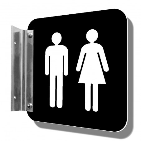 Affiche signalétique de corridor 3D (fixation simple) : Toilettes homme et femme