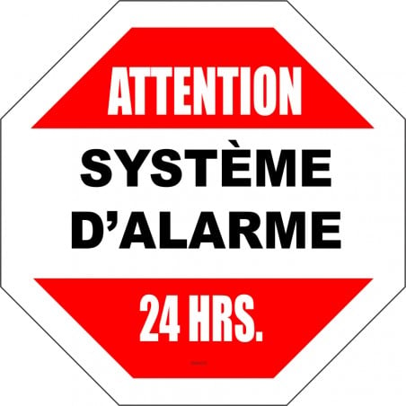 Petites étiquettes pour système d'alarme: ATTENTION système d'alarme 24 hrs
