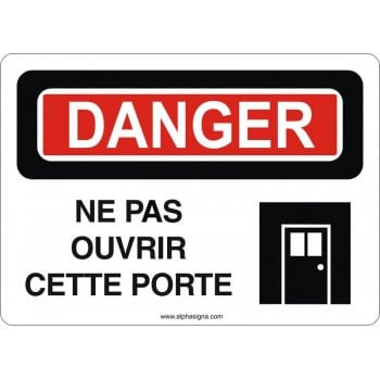 Affiche de sécurité: DANGER Ne pas ouvrir cette porte