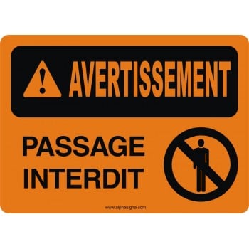 Affiche de sécurité: AVERTISSEMENT Passage interdit