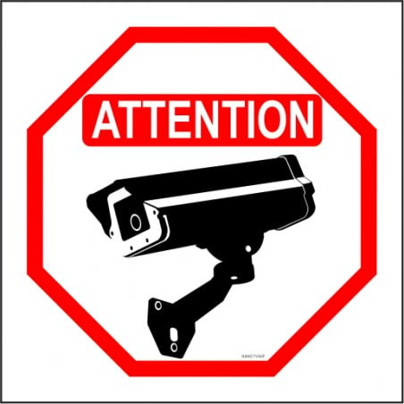 Affiches économiques pour système de surveillance par caméra: ATTENTION "image caméra" (paquet de 2)