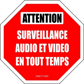 Petites étiquettes pour surveillance par caméra: ATTENTION Surveillance audio et vidéo en tout temps