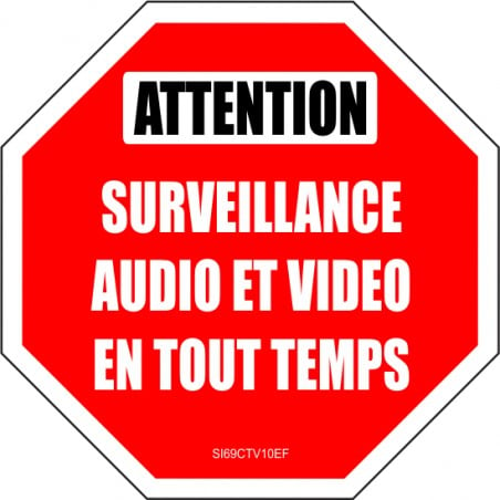 Petites étiquettes pour surveillance par caméra: ATTENTION Surveillance audio et vidéo en tout temps