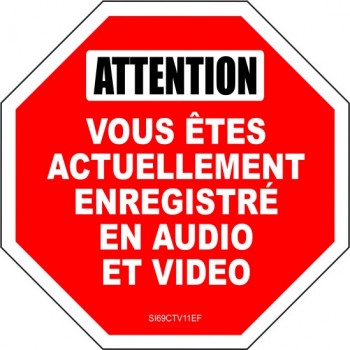 Petites étiquettes pour surveillance par caméra: ATTENTION Vous êtes actuellement enregistré en audio et vidéo.