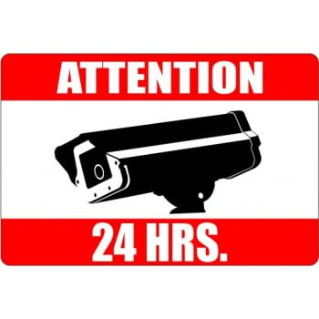 Affiche standard bilingue pour système de surveillance par caméra: ATTENTION 24 hrs