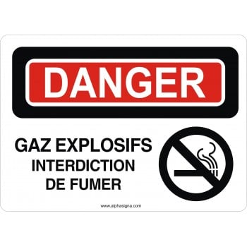 Affiche de sécurité: DANGER Gaz explosifs interdiction de fumer
