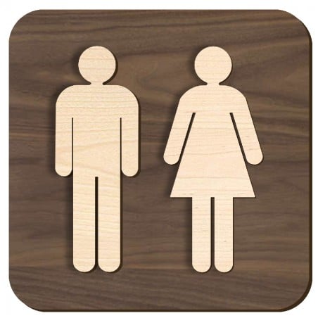 Plaque de porte en bois 3D - Homme femme