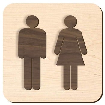 Plaque de porte en bois  - Homme femme