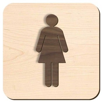 Plaque de porte en bois 3D - toilette femme