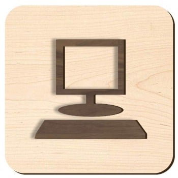 Plaque de porte en bois  - Salle des ordinateurs