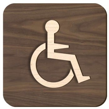 Plaque de porte en bois  - Handicapé - version 2