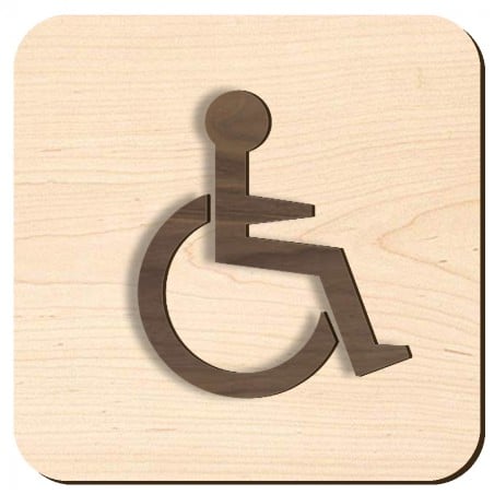 Plaque de porte en bois 3D - Handicapé - version 2