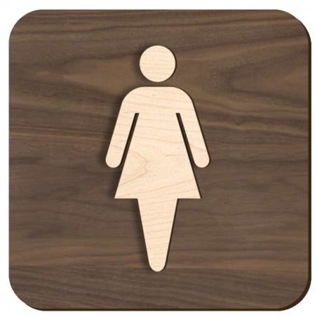 Plaque de porte en bois  - toilette femme - version 2